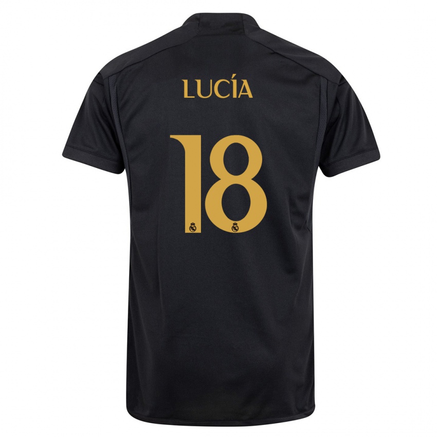 Homem Camisola Lucia Rodriguez #18 Preto Terceiro 2023/24 Camisa