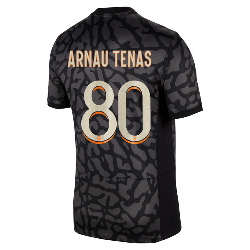 Homem Camisola Arnau Tenas #80 Preto Terceiro 2023/24 Camisa