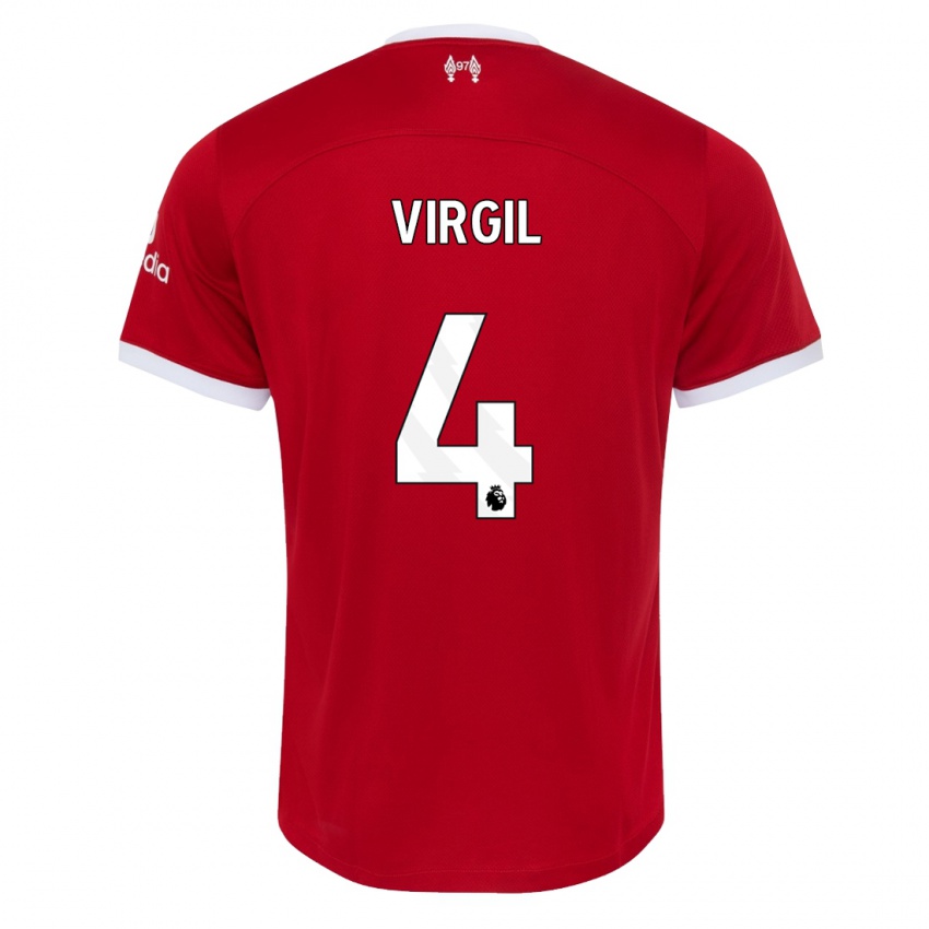 Mulher Camisola Virgil Van Dijk #4 Vermelho Principal 2023/24 Camisa