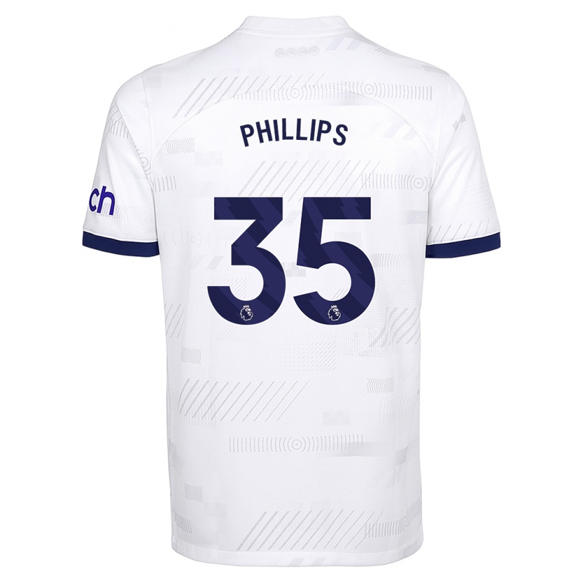 Mulher Camisola Ashley Phillips #35 Branco Principal 2023/24 Camisa