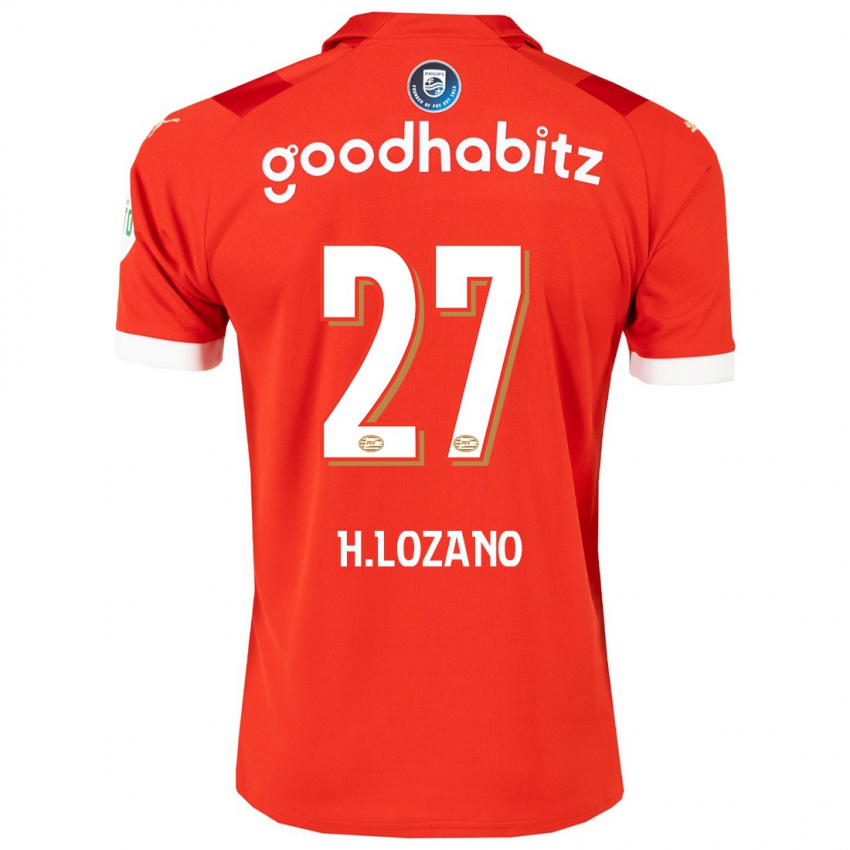 Mulher Camisola Hirving Lozano #27 Vermelho Principal 2023/24 Camisa