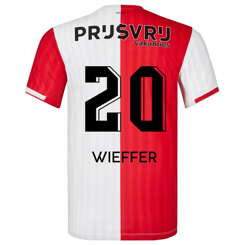 Mulher Camisola Mats Wieffer #20 Vermelho Branco Principal 2023/24 Camisa
