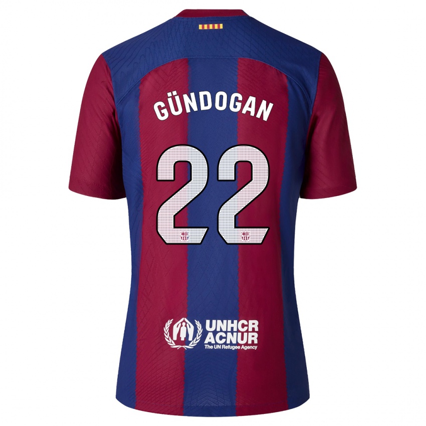 Mulher Camisola Ilkay Gundogan #22 Vermelho Azul Principal 2023/24 Camisa