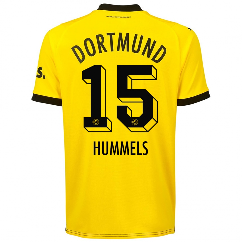 Mulher Camisola Mats Hummels #15 Amarelo Principal 2023/24 Camisa