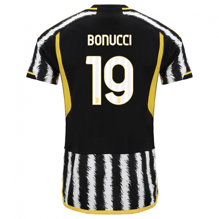 Mulher Camisola Leonardo Bonucci #19 Preto Branco Principal 2023/24 Camisa