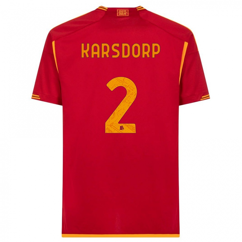 Mulher Camisola Rick Karsdorp #2 Vermelho Principal 2023/24 Camisa