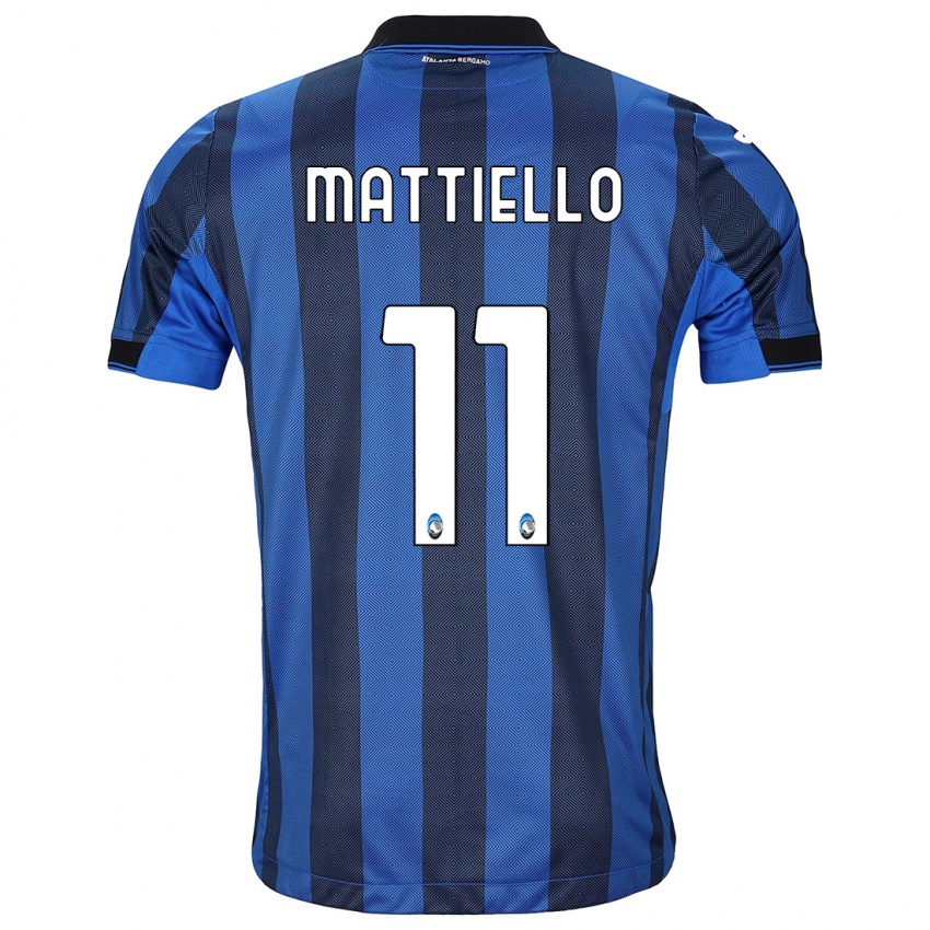 Mulher Camisola Federico Mattiello #11 Preto Azul Principal 2023/24 Camisa