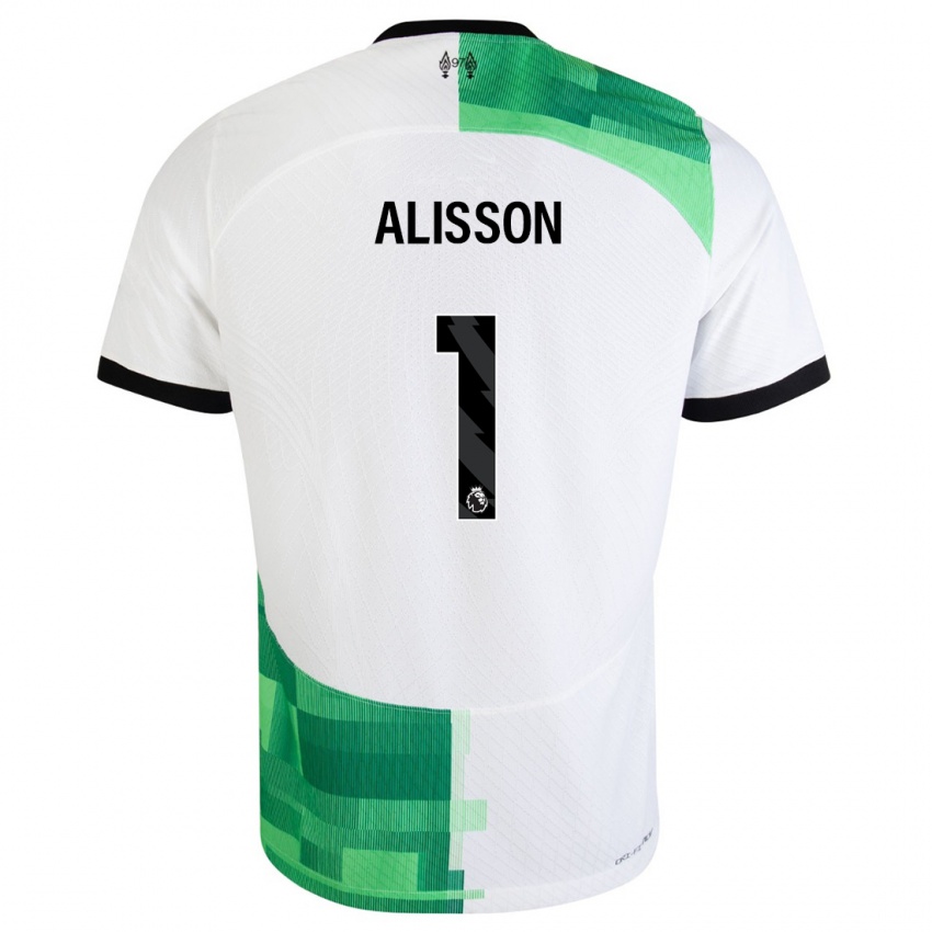 Mulher Camisola Alisson #1 Branco Verde Alternativa 2023/24 Camisa