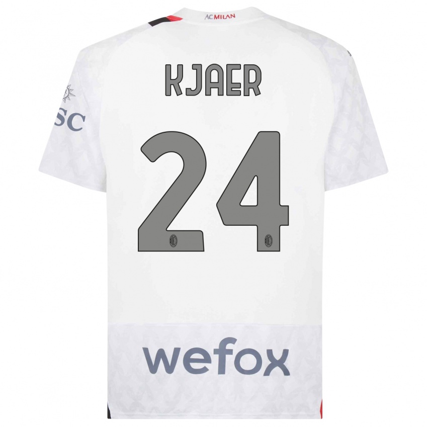 Mulher Camisola Simon Kjaer #24 Branco Alternativa 2023/24 Camisa