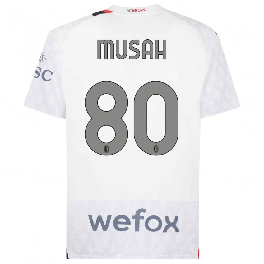 Mulher Camisola Yunus Musah #80 Branco Alternativa 2023/24 Camisa