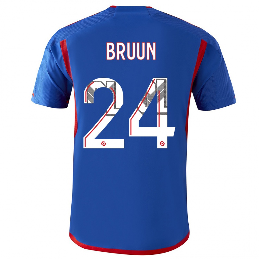 Mulher Camisola Signe Bruun #24 Azul Vermelho Alternativa 2023/24 Camisa