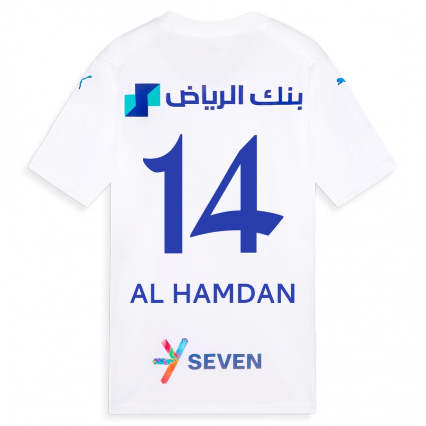 Mulher Camisola Abdullah Al-Hamdan #14 Branco Alternativa 2023/24 Camisa