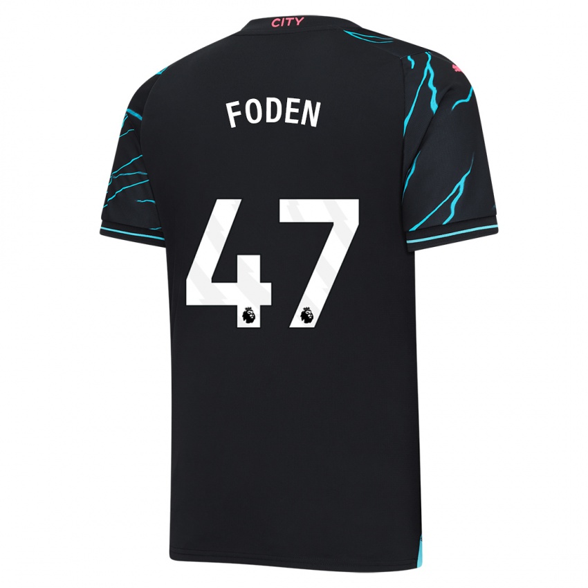 Mulher Camisola Phil Foden #47 Azul Escuro Terceiro 2023/24 Camisa