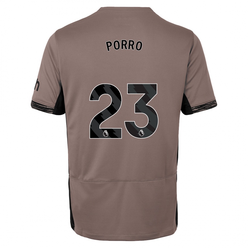 Mulher Camisola Pedro Porro #23 Bege Escuro Terceiro 2023/24 Camisa