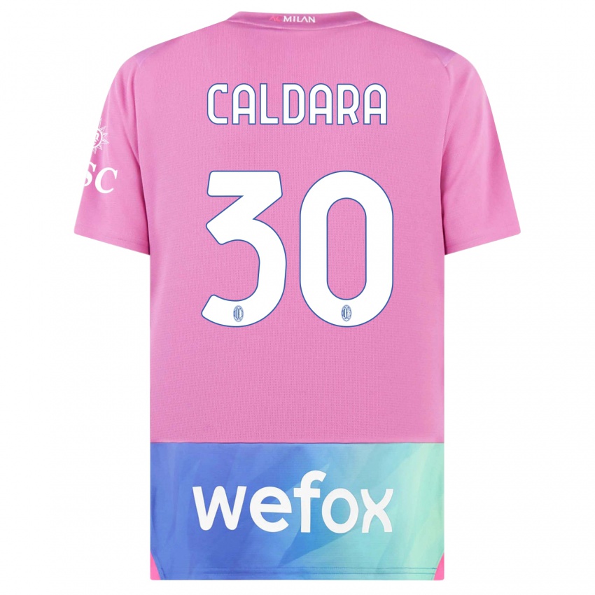 Mulher Camisola Mattia Caldara #30 Rosa Roxo Terceiro 2023/24 Camisa