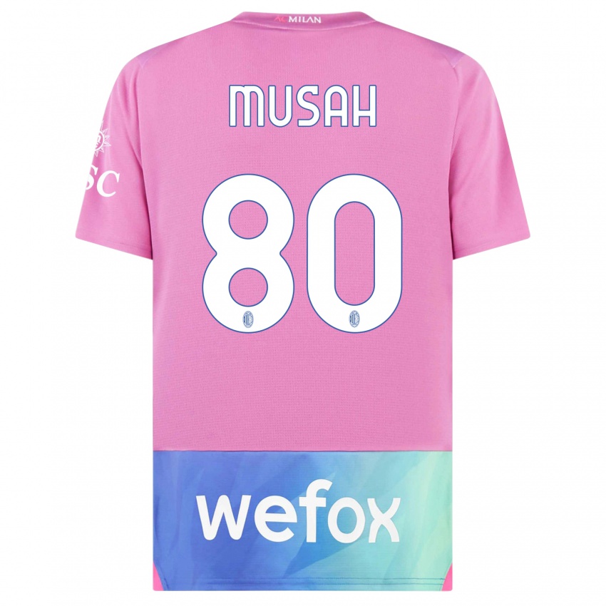 Mulher Camisola Yunus Musah #80 Rosa Roxo Terceiro 2023/24 Camisa