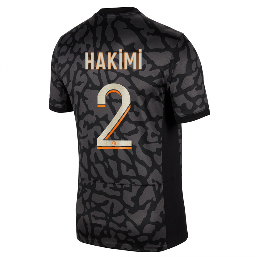 Mulher Camisola Achraf Hakimi #2 Preto Terceiro 2023/24 Camisa