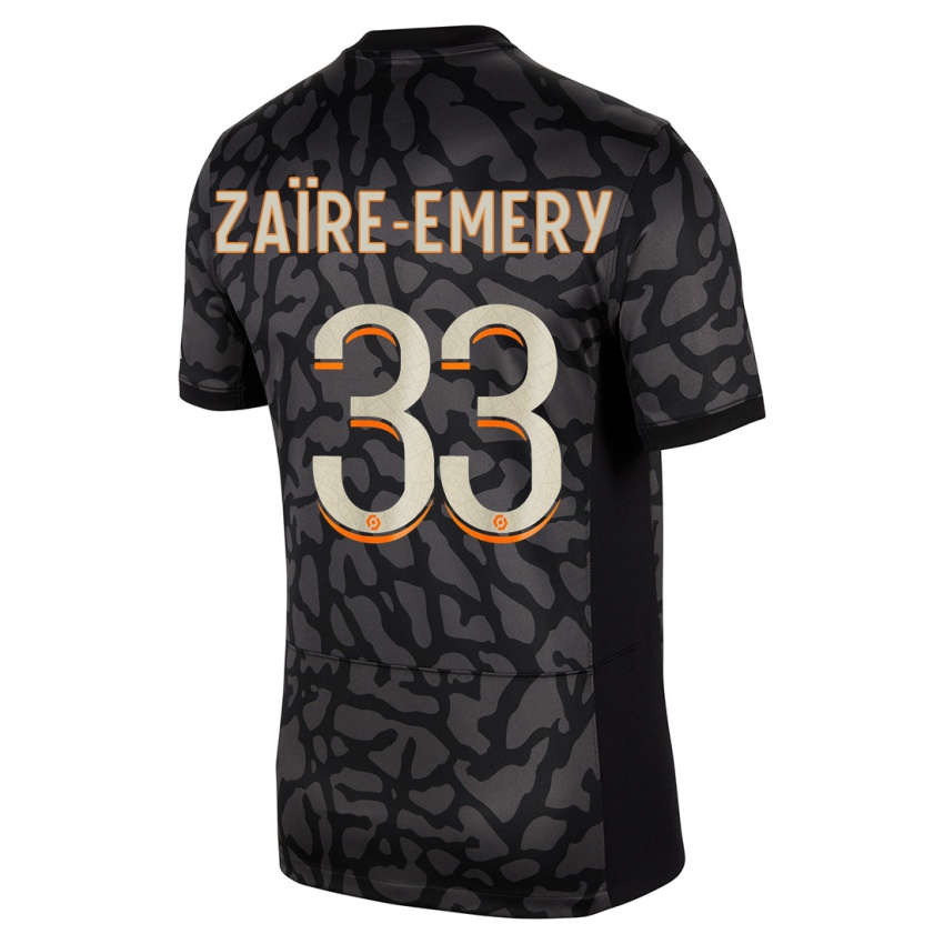 Mulher Camisola Warren Zaire Emery #33 Preto Terceiro 2023/24 Camisa