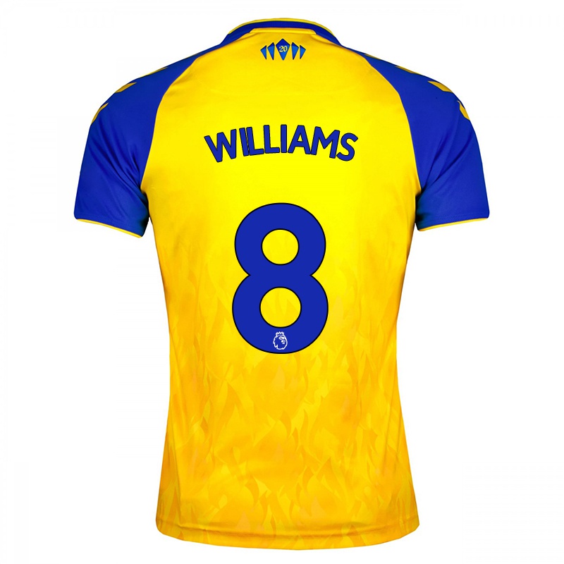 Homem Camisola Phoebe Williams #8 Amarelo Azul Alternativa 2021/22 Camisa