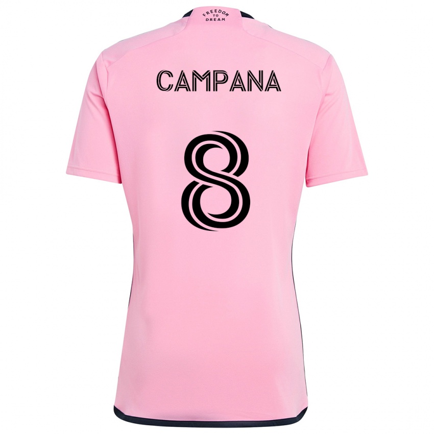 Criança Camisola Leonardo Campana #8 Cor-De-Rosa Principal 2024/25 Camisa