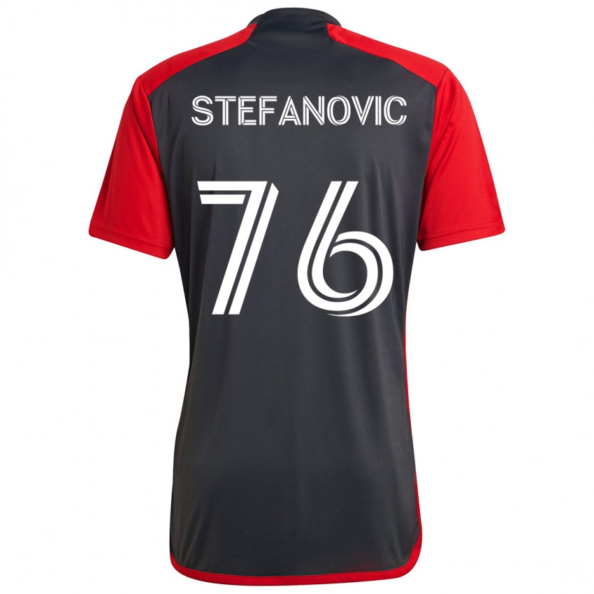 Criança Camisola Lazar Stefanovic #76 Vermelho Acinzentado Principal 2024/25 Camisa