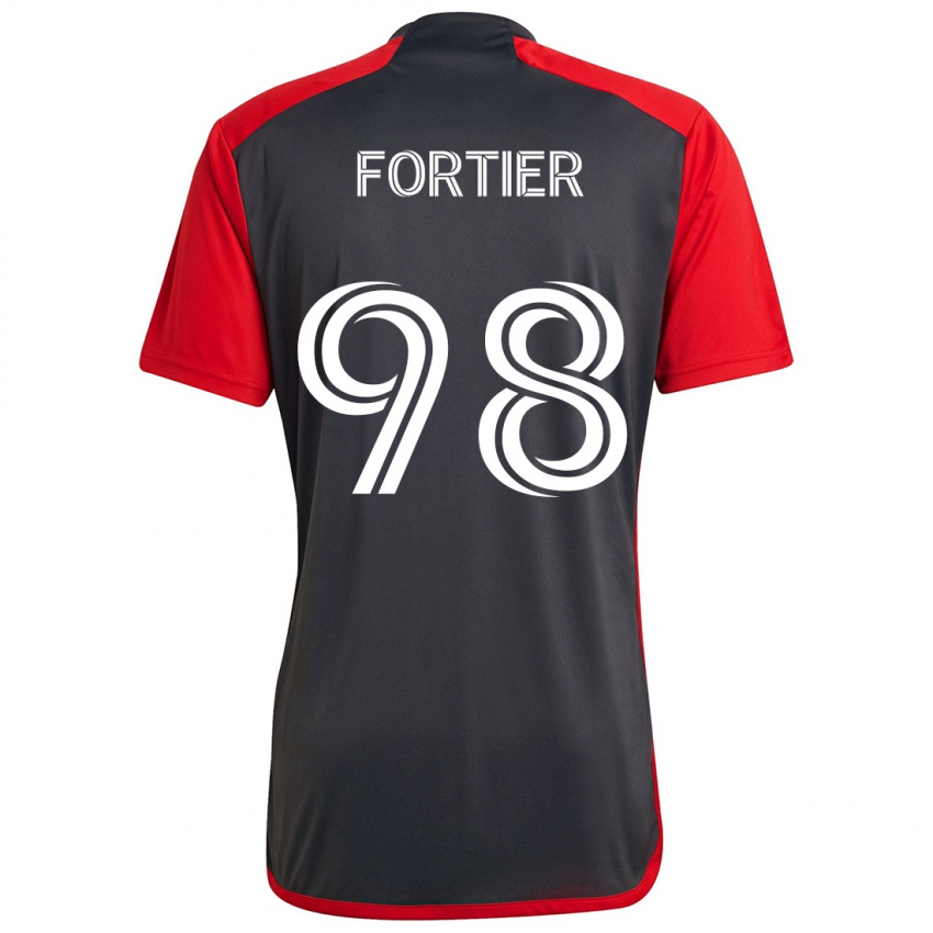 Criança Camisola Kristjan Fortier #98 Vermelho Acinzentado Principal 2024/25 Camisa