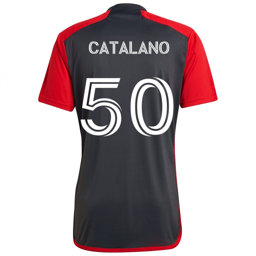 Criança Camisola Gianluca Catalano #50 Vermelho Acinzentado Principal 2024/25 Camisa