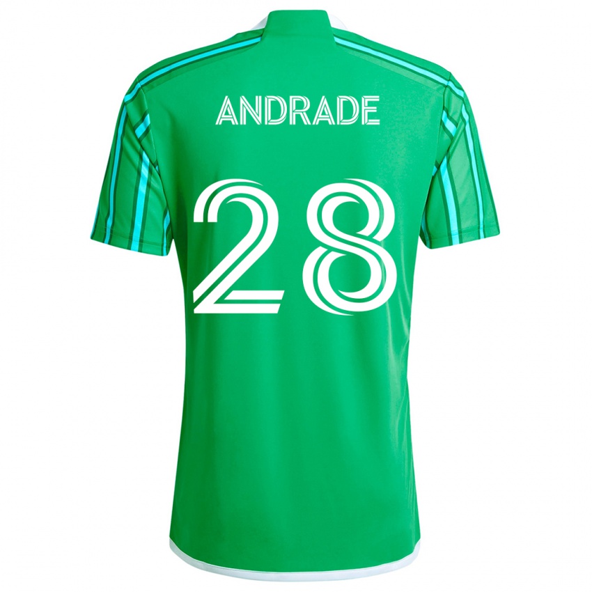 Criança Camisola Yeimar Gómez Andrade #28 Verde Branco Principal 2024/25 Camisa