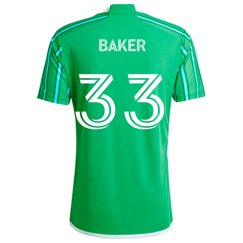 Criança Camisola Cody Baker #33 Verde Branco Principal 2024/25 Camisa