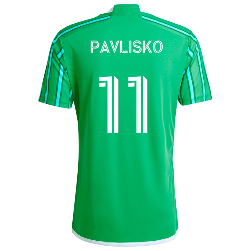 Criança Camisola Kirsten Pavlisko #11 Verde Branco Principal 2024/25 Camisa