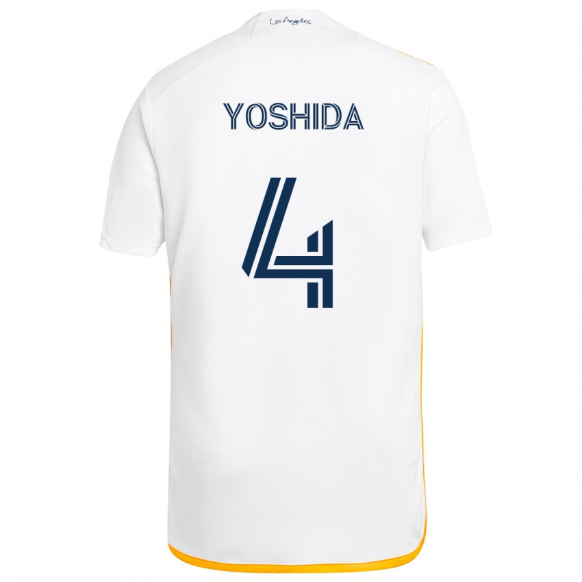 Criança Camisola Maya Yoshida #4 Branco Amarelo Principal 2024/25 Camisa