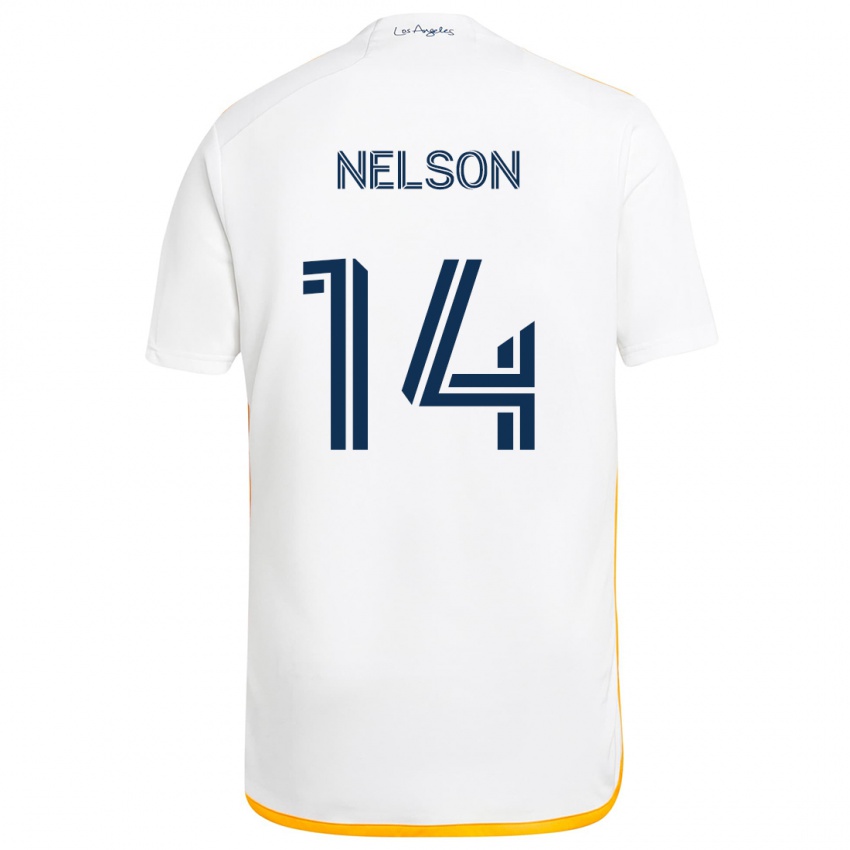 Criança Camisola John Nelson #14 Branco Amarelo Principal 2024/25 Camisa