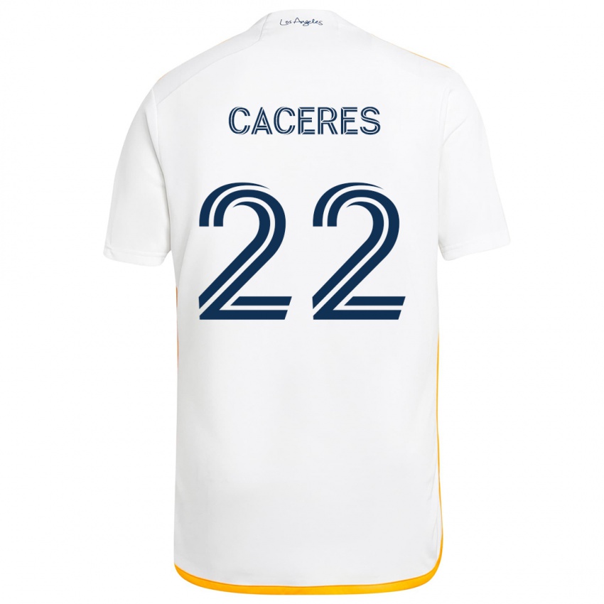 Criança Camisola Martín Cáceres #22 Branco Amarelo Principal 2024/25 Camisa