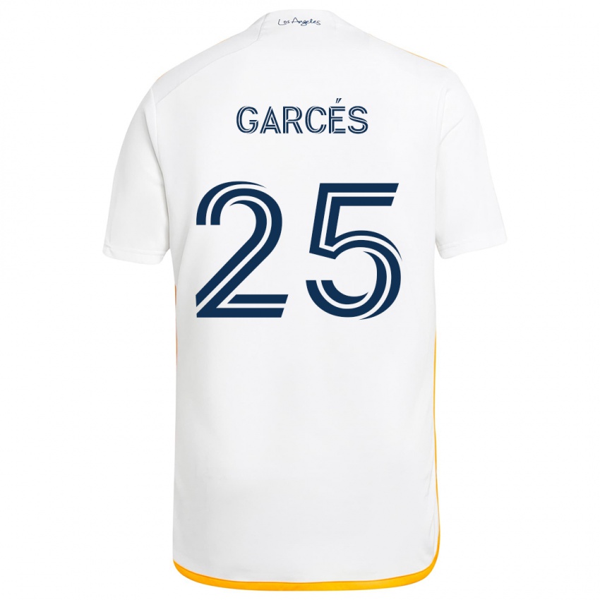 Criança Camisola Carlos Garcés #25 Branco Amarelo Principal 2024/25 Camisa