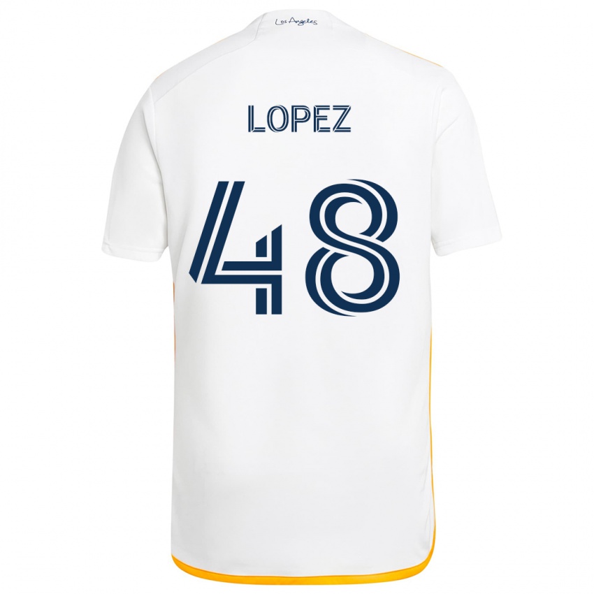 Criança Camisola Diego López #48 Branco Amarelo Principal 2024/25 Camisa