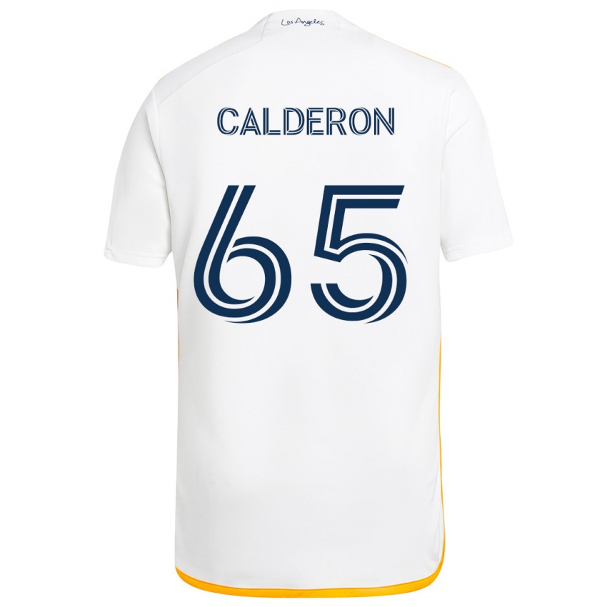 Criança Camisola Juan Calderón #65 Branco Amarelo Principal 2024/25 Camisa