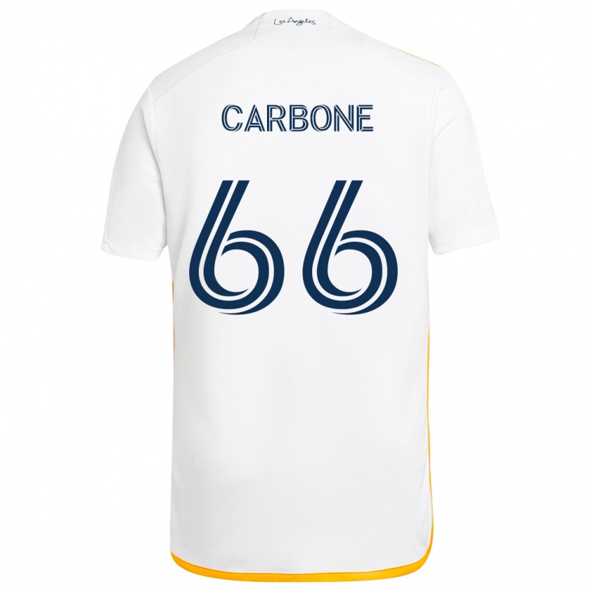 Criança Camisola Matteo Carbone #66 Branco Amarelo Principal 2024/25 Camisa