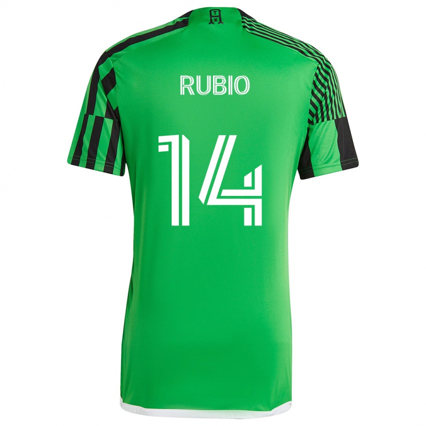 Criança Camisola Diego Rubio #14 Verde Preto Principal 2024/25 Camisa