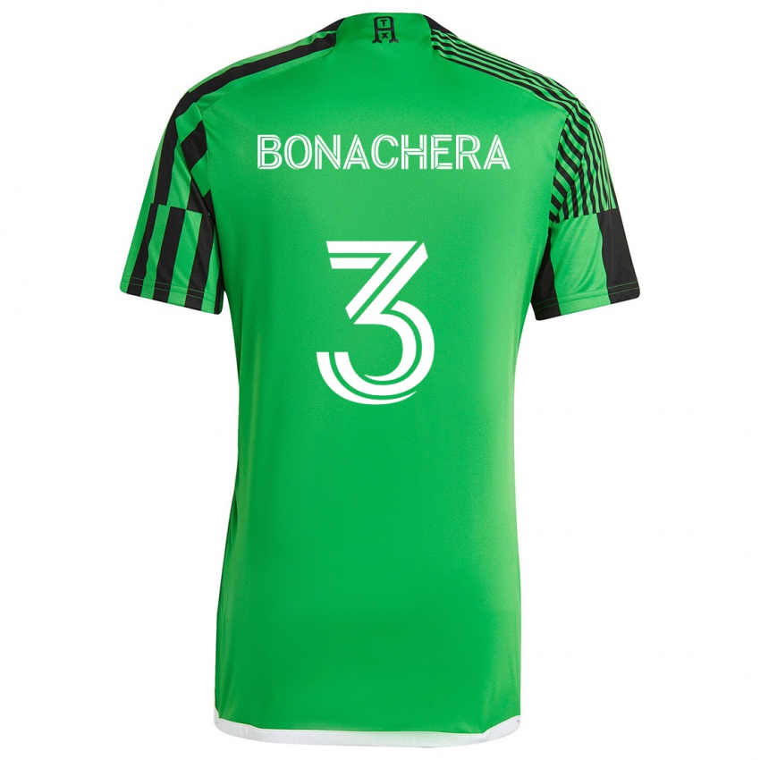 Criança Camisola Rubén Bonachera #3 Verde Preto Principal 2024/25 Camisa