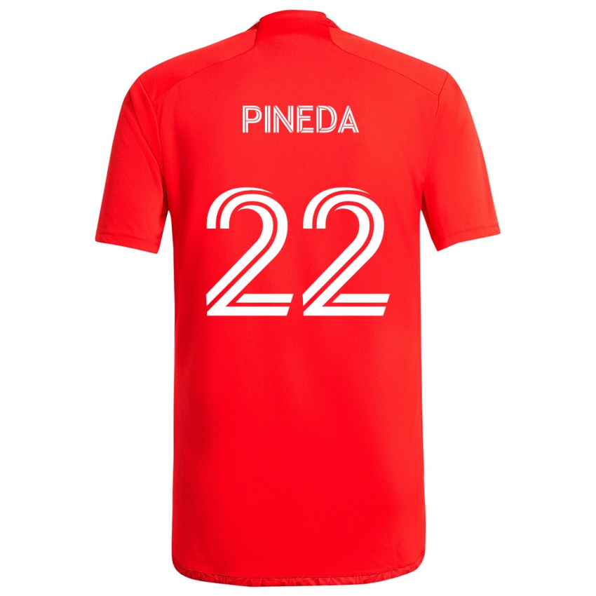 Criança Camisola Mauricio Pineda #22 Vermelho Branco Principal 2024/25 Camisa