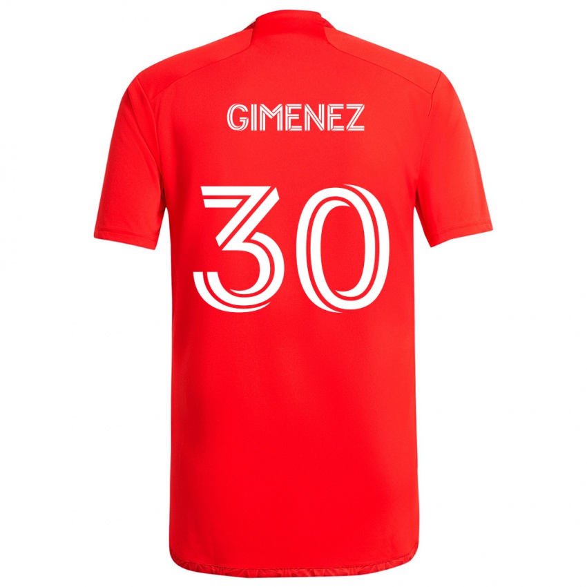 Criança Camisola Gastón Giménez #30 Vermelho Branco Principal 2024/25 Camisa