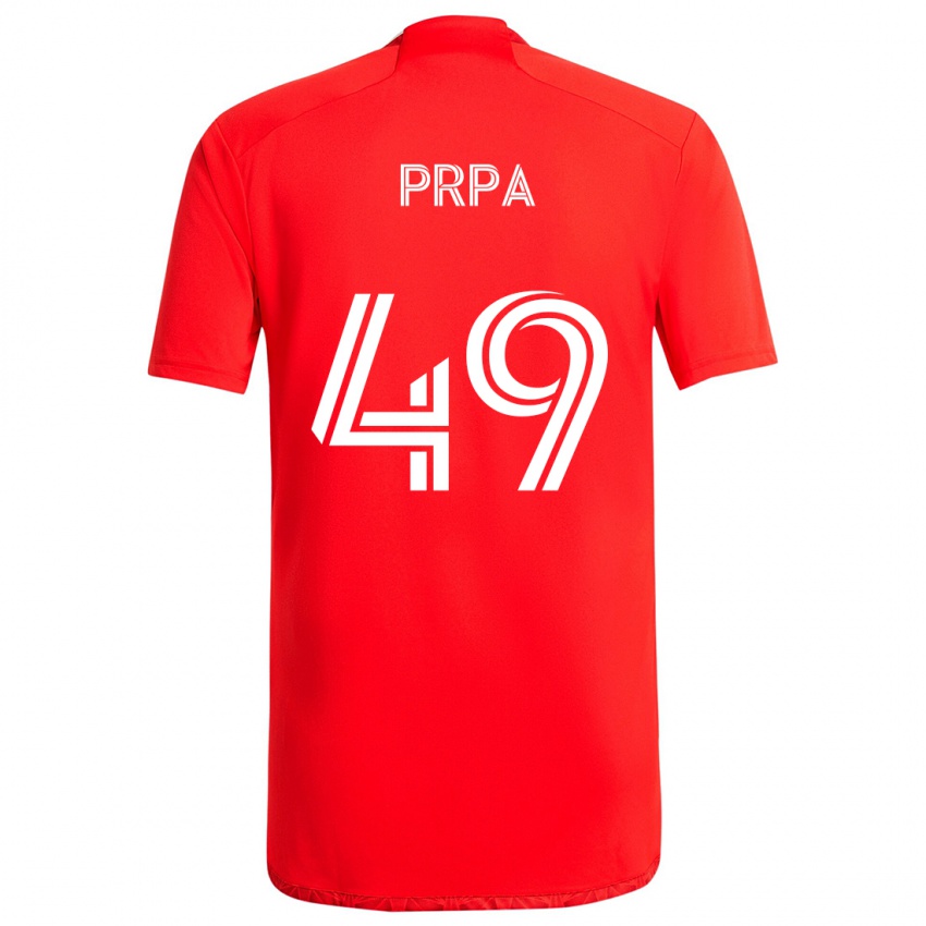 Criança Camisola Luka Prpa #49 Vermelho Branco Principal 2024/25 Camisa