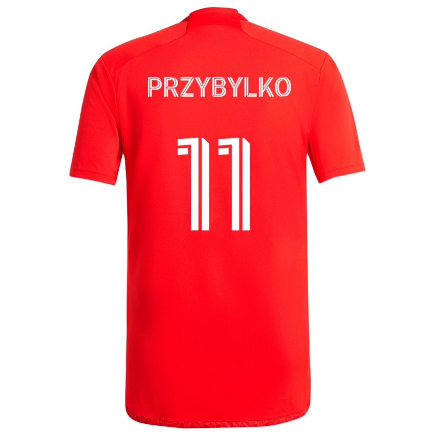 Criança Camisola Kacper Przybylko #11 Vermelho Branco Principal 2024/25 Camisa