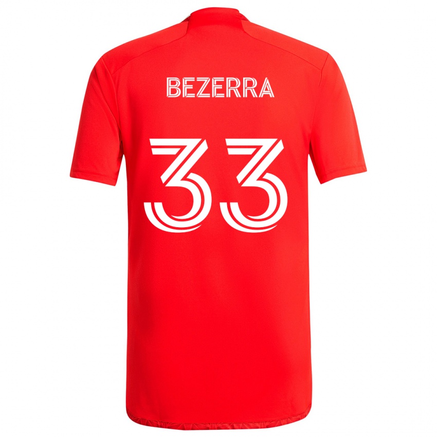 Criança Camisola Victor Bezerra #33 Vermelho Branco Principal 2024/25 Camisa