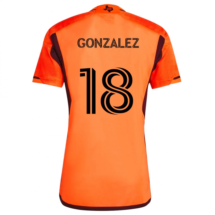 Criança Camisola Diego Gonzalez #18 Laranja Preto Principal 2024/25 Camisa