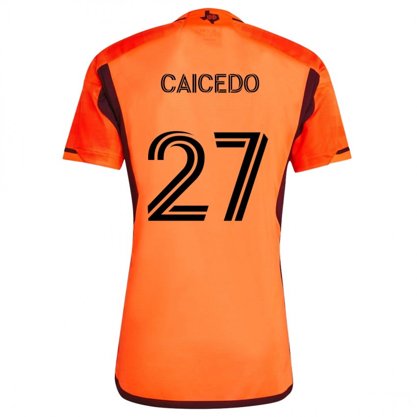 Criança Camisola Luis Caicedo #27 Laranja Preto Principal 2024/25 Camisa