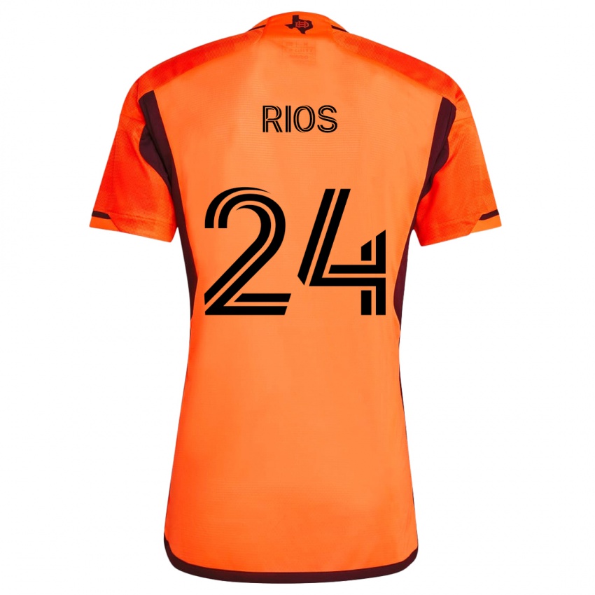 Criança Camisola Paolo Ríos #24 Laranja Preto Principal 2024/25 Camisa