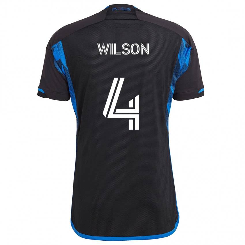 Criança Camisola Bruno Wilson #4 Azul Preto Principal 2024/25 Camisa