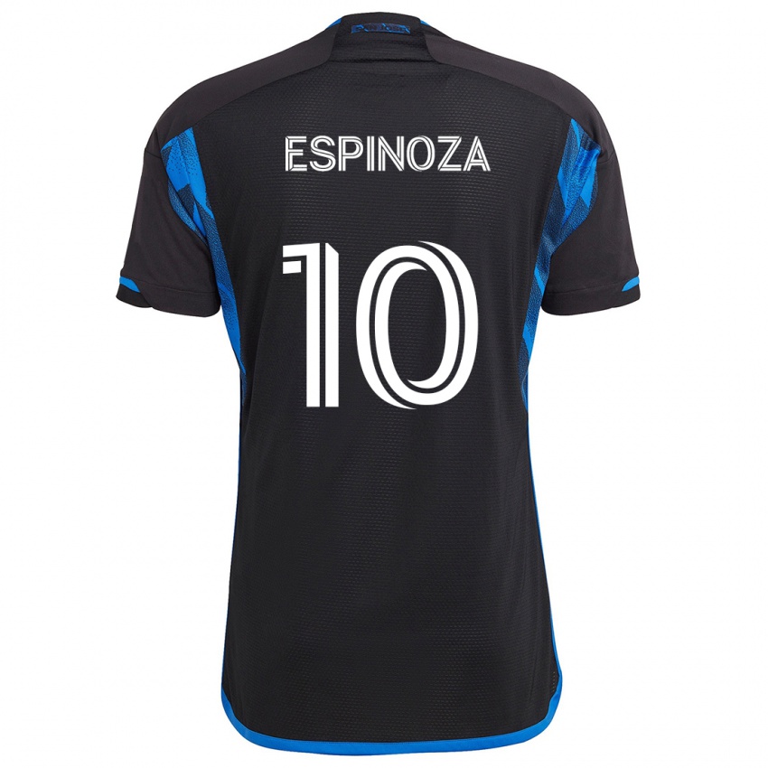 Criança Camisola Cristian Espinoza #10 Azul Preto Principal 2024/25 Camisa