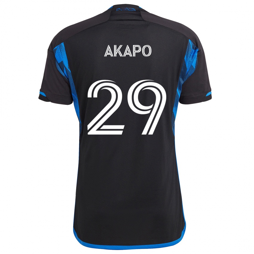 Criança Camisola Carlos Akapo #29 Azul Preto Principal 2024/25 Camisa